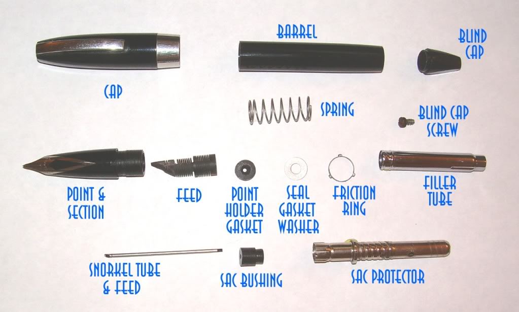 sacs and seals for 4 pens Sheaffer Touchdown repair kit 