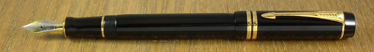Parker Duofold Centennial. This UK-made example is a fairly early one, but the impression gives no date.
