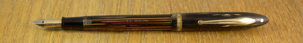 Sheaffer Sovereign Balance, and while it's not utterly without its plating, this is a pretty shocking example of brassing.