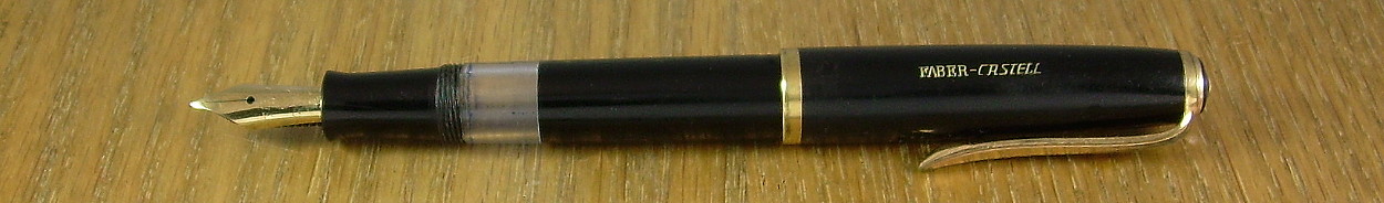Faber-Castell 664. The earlier celluloid versions usually had some decoration in the ink window.